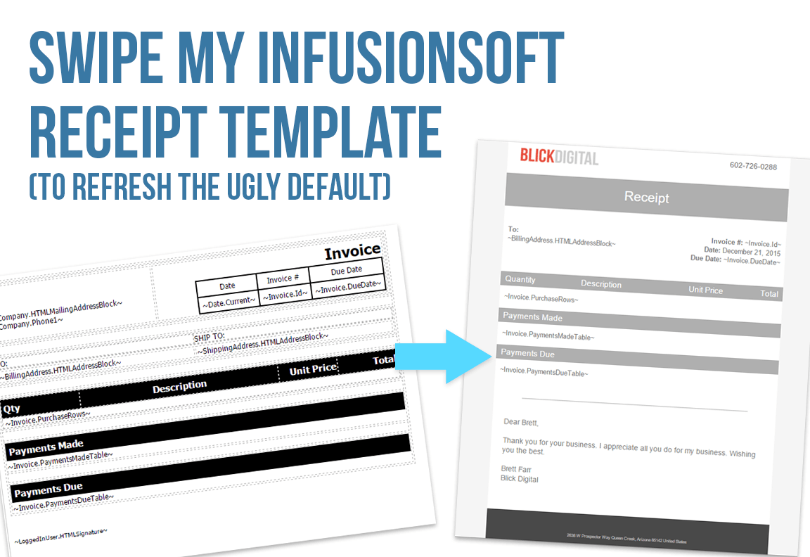 Swipe My Infusionsoft Invoice And Receipt Template Blick Digital